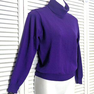Talbots Cashmere Silk Wool Turtleneck Sweater Purple Size S/M Classic Luxury